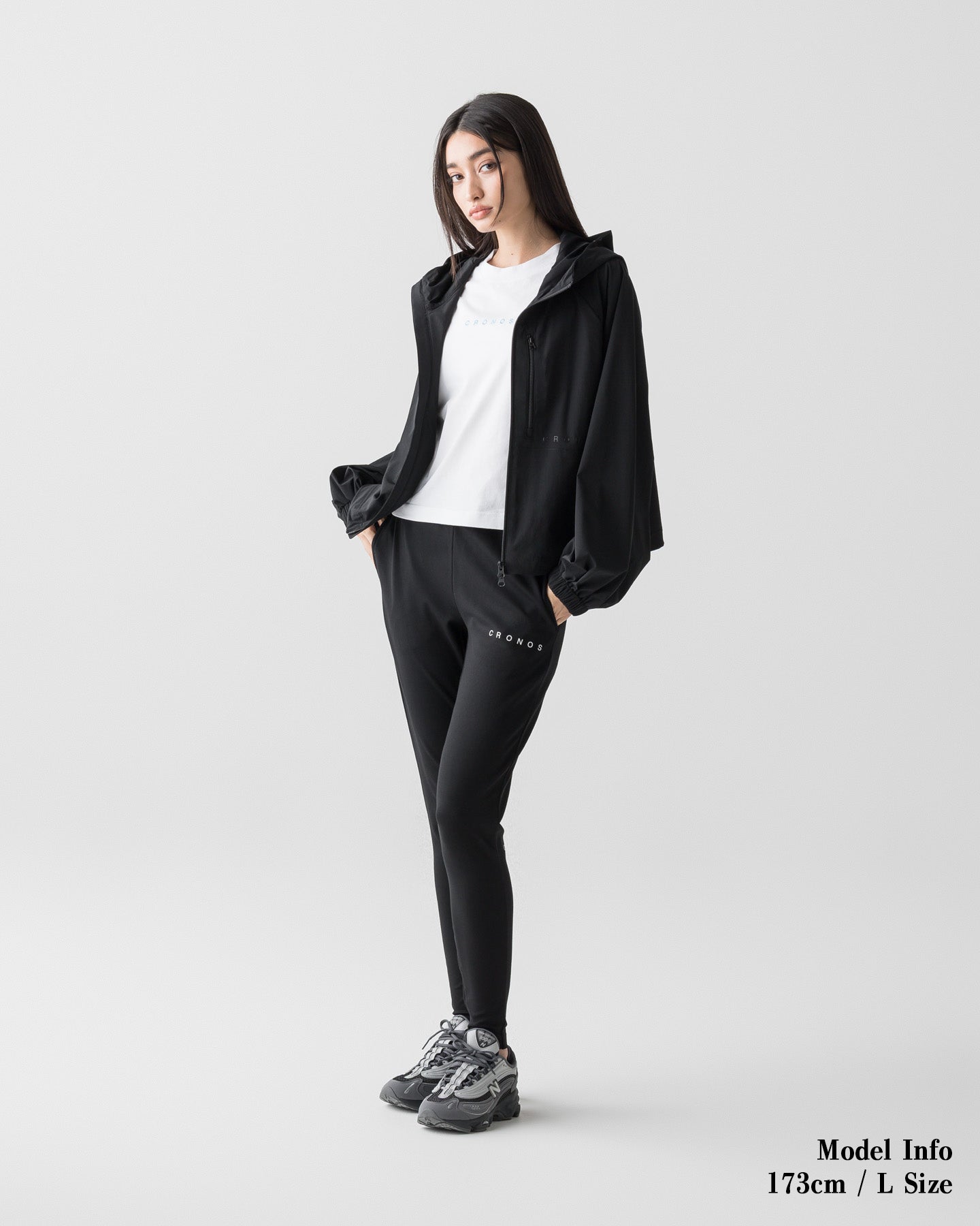 CRONOS WOMEN LIGHT STRETCH HOODIE【BLACK】