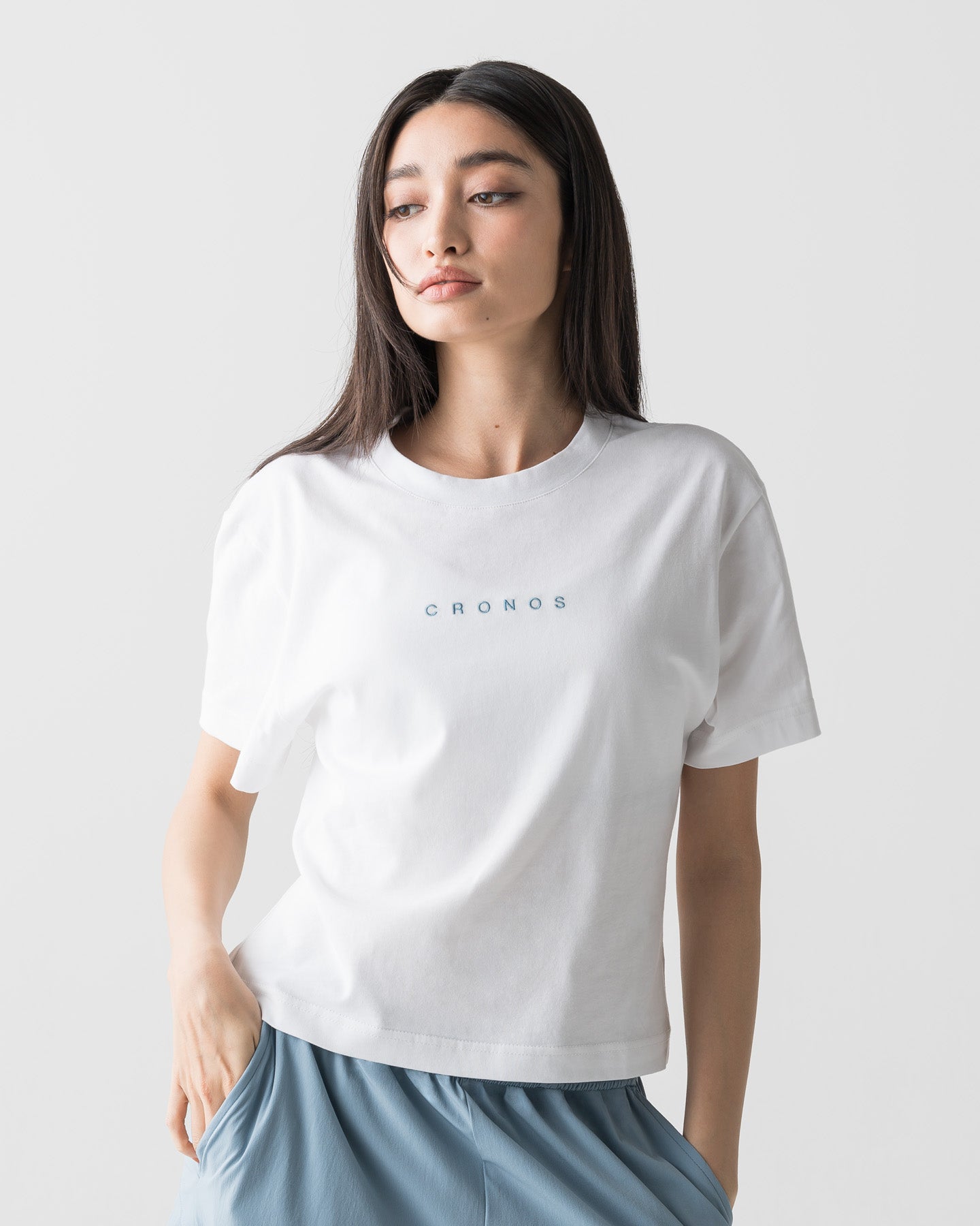 CRONOS WOMEN MINI FIT T-SHIRTS【WHITE】
