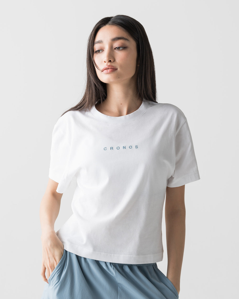 CRONOS WOMEN MINI FIT T-SHIRTS【WHITE】