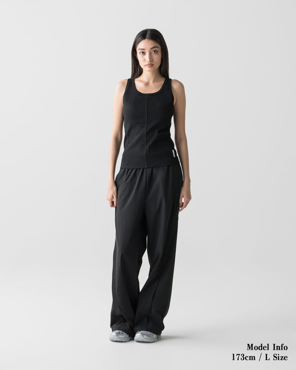CRONOS WOMEN SIDE BITS RIB TANK TOP【BLACK】