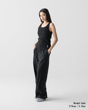 CRONOS WOMEN SIDE BITS RIB TANK TOP【BLACK】