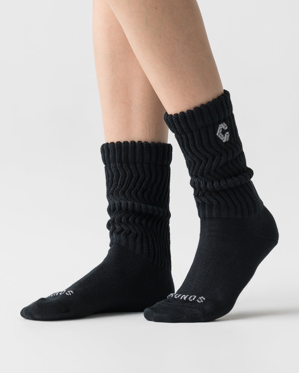CRONOS WOMEN LOOSE RIB SOCKS【BLACK】