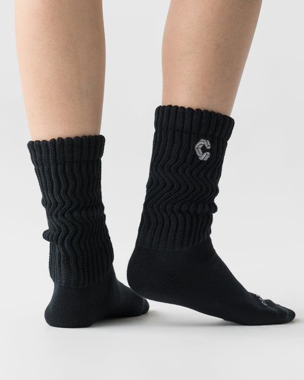 CRONOS WOMEN LOOSE RIB SOCKS【BLACK】
