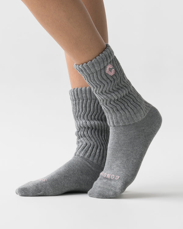 CRONOS WOMEN LOOSE RIB SOCKS【GRAY】