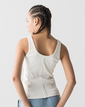 CRONOS WOMEN SIDE BITS RIB TANK TOP【WHITE】