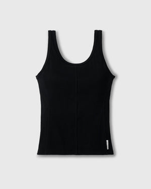 CRONOS WOMEN SIDE BITS RIB TANK TOP【BLACK】