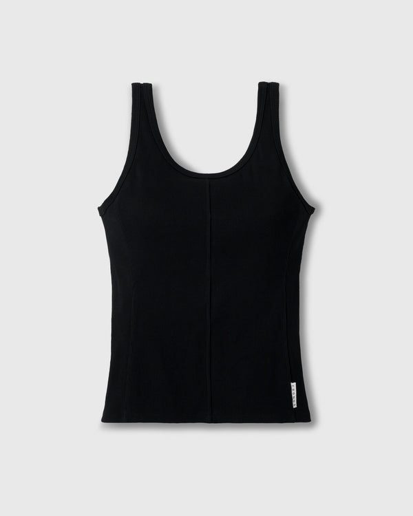 CRONOS WOMEN SIDE BITS RIB TANK TOP【BLACK】