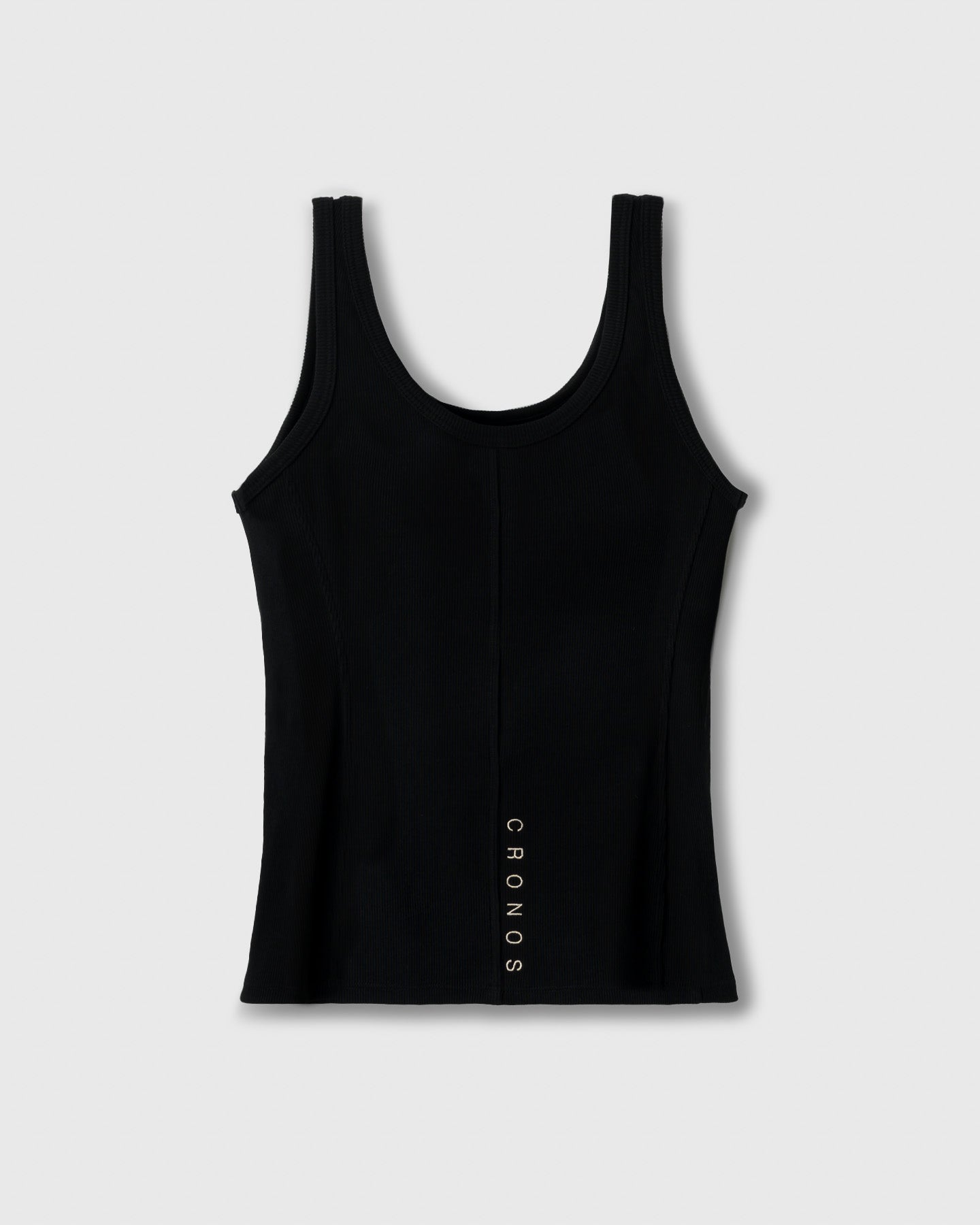 CRONOS ノースリーブタンクトップ 黒 CRONOS WOMEN SIDE BITS RIB TANK TOP【BLACK】
