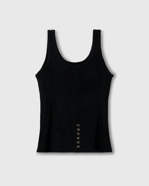 CRONOS WOMEN SIDE BITS RIB TANK TOP【BLACK】