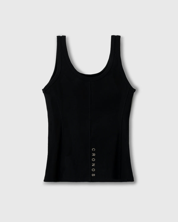 CRONOS WOMEN SIDE BITS RIB TANK TOP【BLACK】
