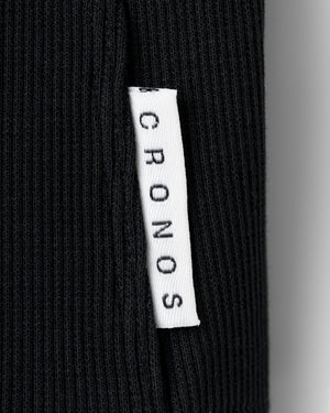 CRONOS WOMEN SIDE BITS RIB TANK TOP【BLACK】