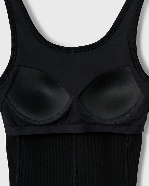 CRONOS WOMEN SIDE BITS RIB TANK TOP【BLACK】