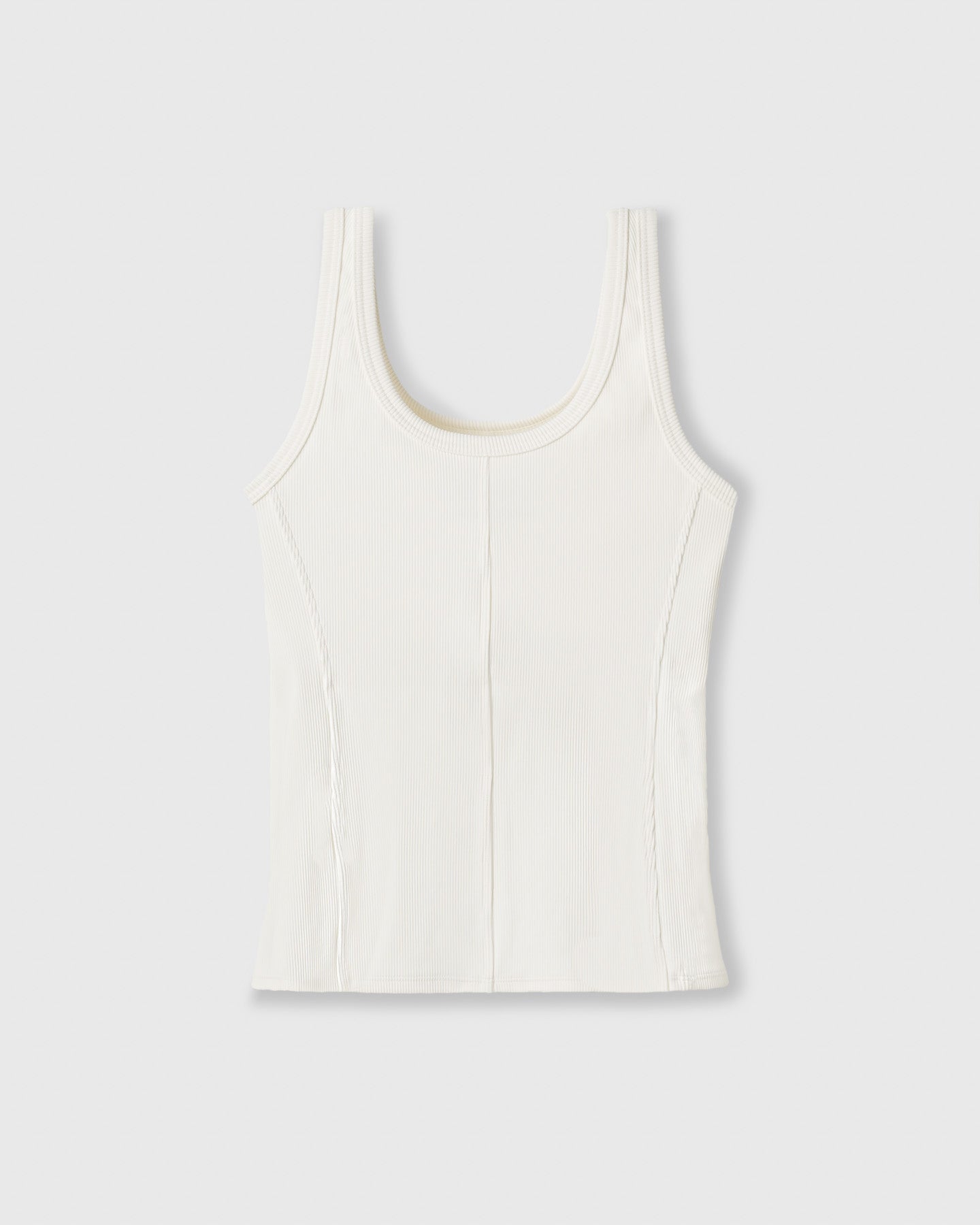 CRONOS WOMEN SIDE BITS RIB TANK TOP【WHITE】