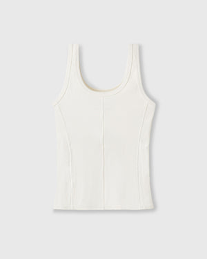 CRONOS WOMEN SIDE BITS RIB TANK TOP【WHITE】