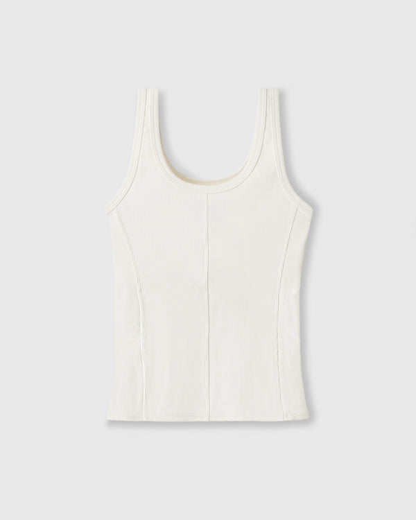 CRONOS WOMEN SIDE BITS RIB TANK TOP【WHITE】