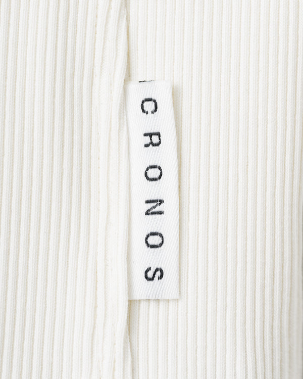 CRONOS WOMEN SIDE BITS RIB TANK TOP【WHITE】