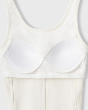 CRONOS WOMEN SIDE BITS RIB TANK TOP【WHITE】