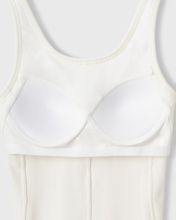 CRONOS WOMEN SIDE BITS RIB TANK TOP【WHITE】