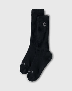 CRONOS WOMEN LOOSE RIB SOCKS【BLACK】