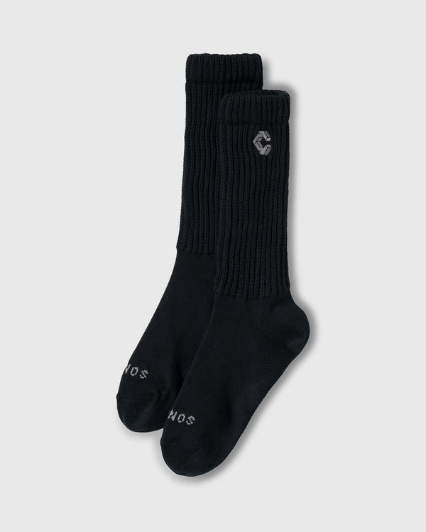 CRONOS WOMEN LOOSE RIB SOCKS【BLACK】