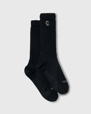 CRONOS WOMEN LOOSE RIB SOCKS【BLACK】