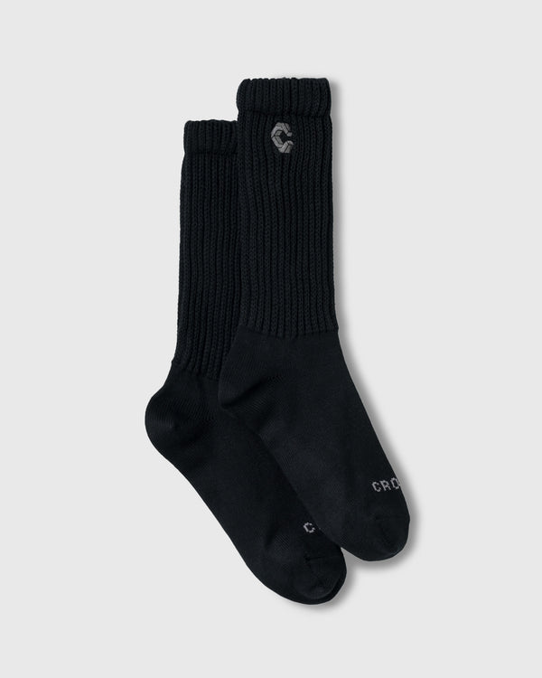 CRONOS WOMEN LOOSE RIB SOCKS【BLACK】
