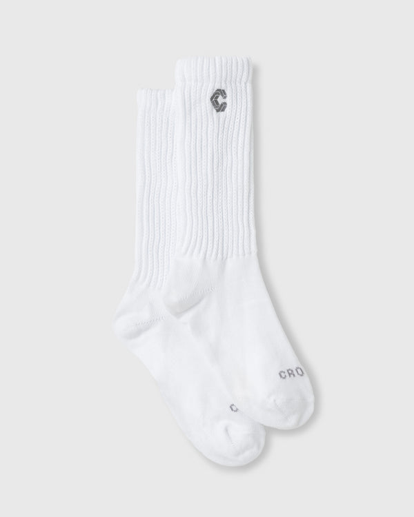 CRONOS WOMEN LOOSE RIB SOCKS【WHITE】