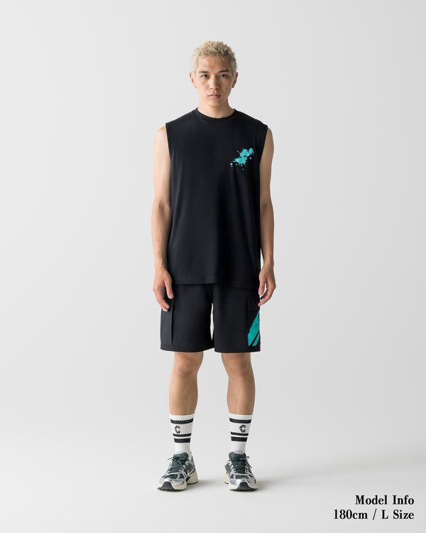 CRONOS PAINT STROKE COOL SLEEVELESS【BLACK×T.BLUE】