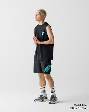 CRONOS PAINT STROKE COOL SLEEVELESS【BLACK×T.BLUE】