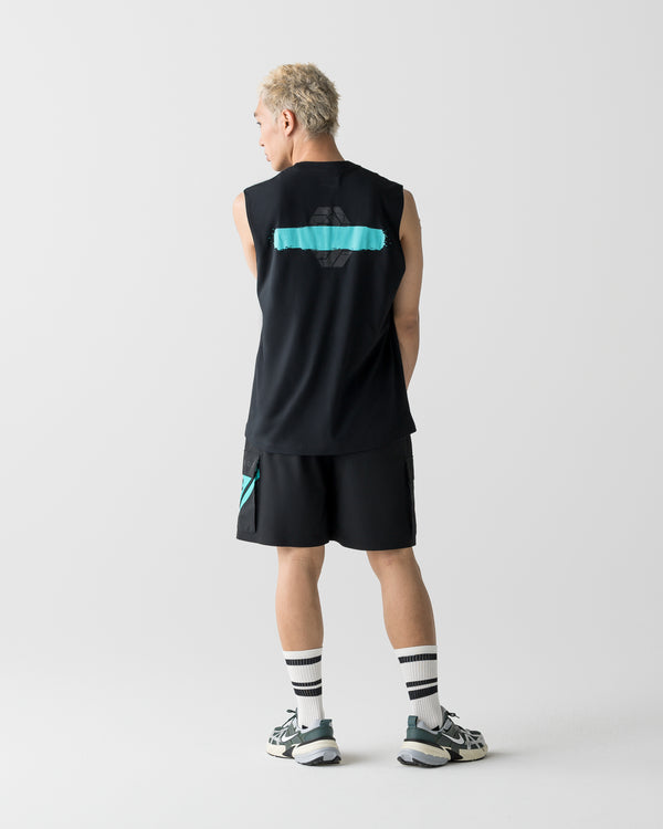 CRONOS PAINT STROKE COOL SLEEVELESS【BLACK×T.BLUE】