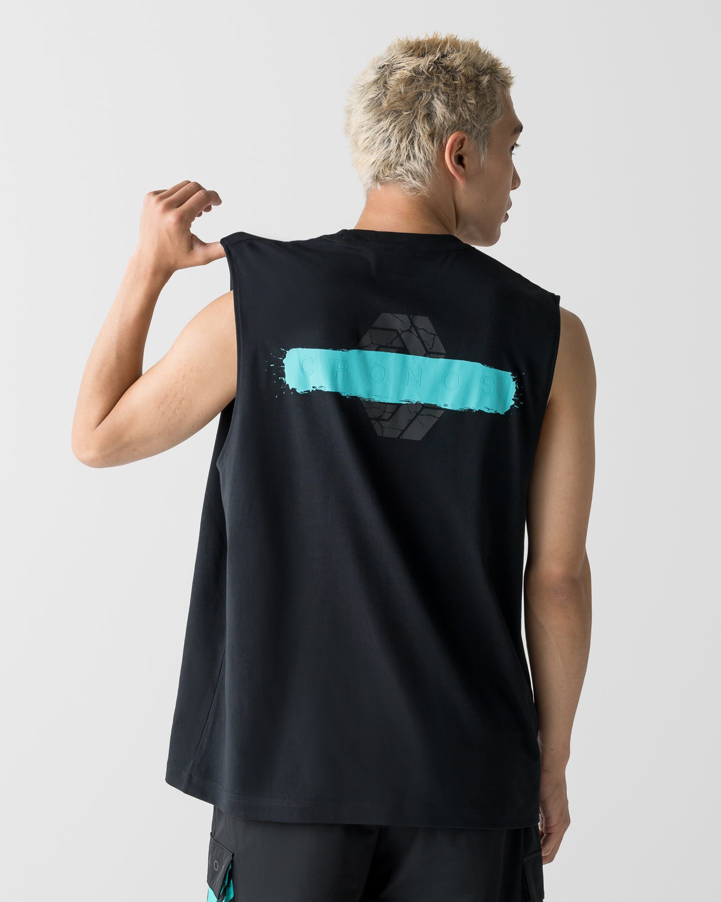 CRONOS PAINT STROKE COOL SLEEVELESS【BLACK×T.BLUE】