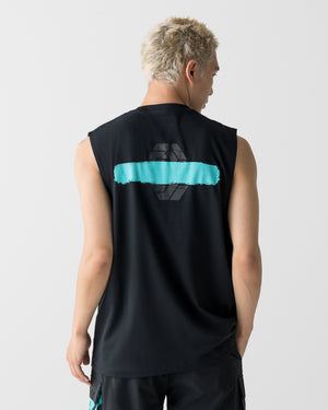 CRONOS PAINT STROKE COOL SLEEVELESS【BLACK×T.BLUE】