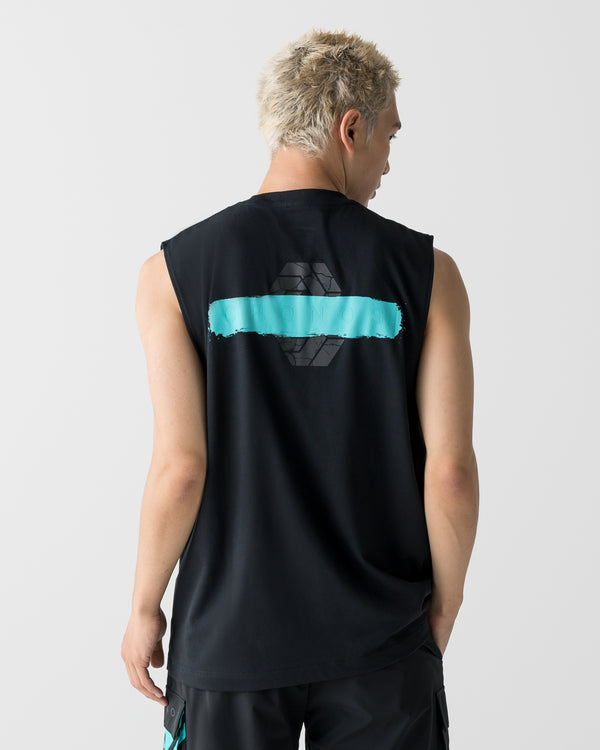 CRONOS PAINT STROKE COOL SLEEVELESS【BLACK×T.BLUE】
