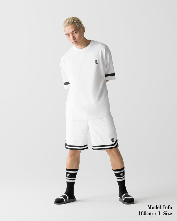 CRONOS BLACKLETTER BASKET MESH SHORTS【WHITE】
