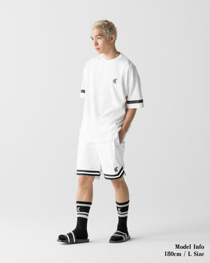 CRONOS BLACKLETTER BASKET MESH SHORTS【WHITE】