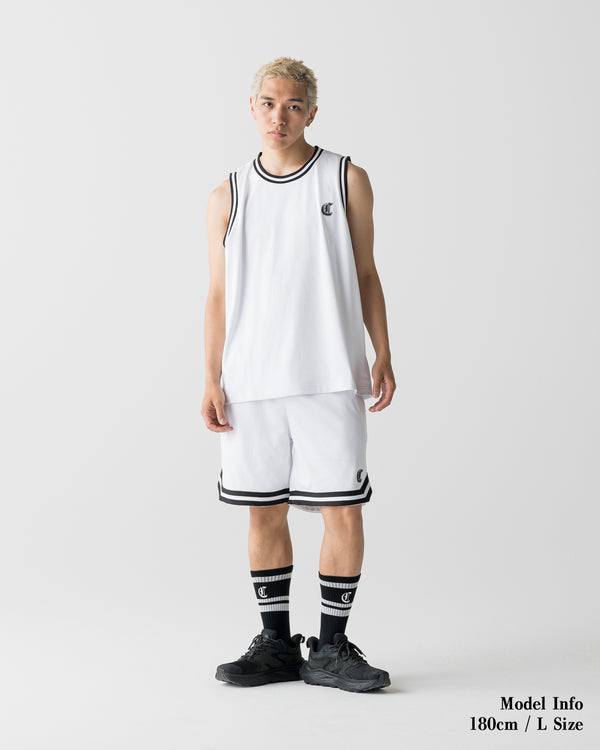 CRONOS BLACKLETTER BASKET MESH SHORTS【WHITE】
