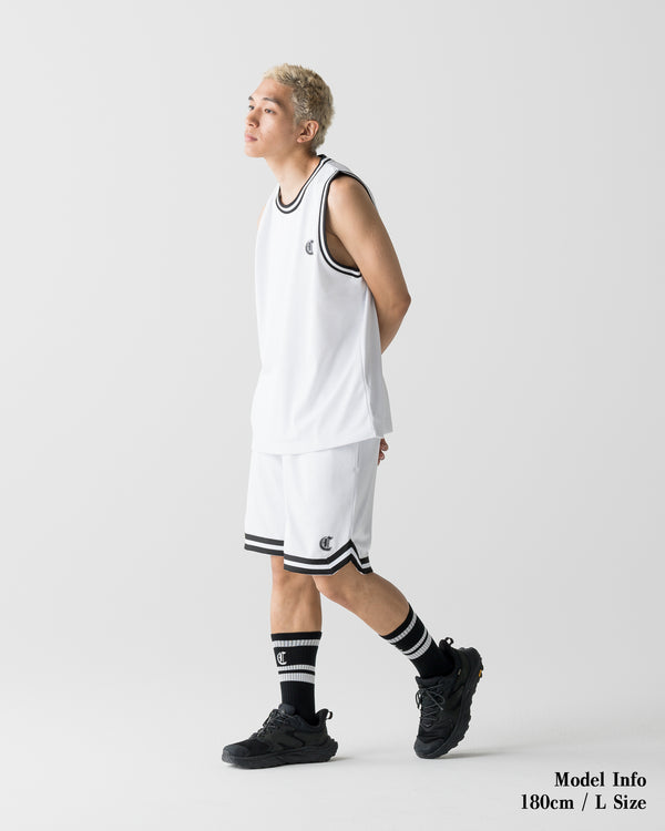 CRONOS BLACKLETTER BASKET MESH SHORTS【WHITE】