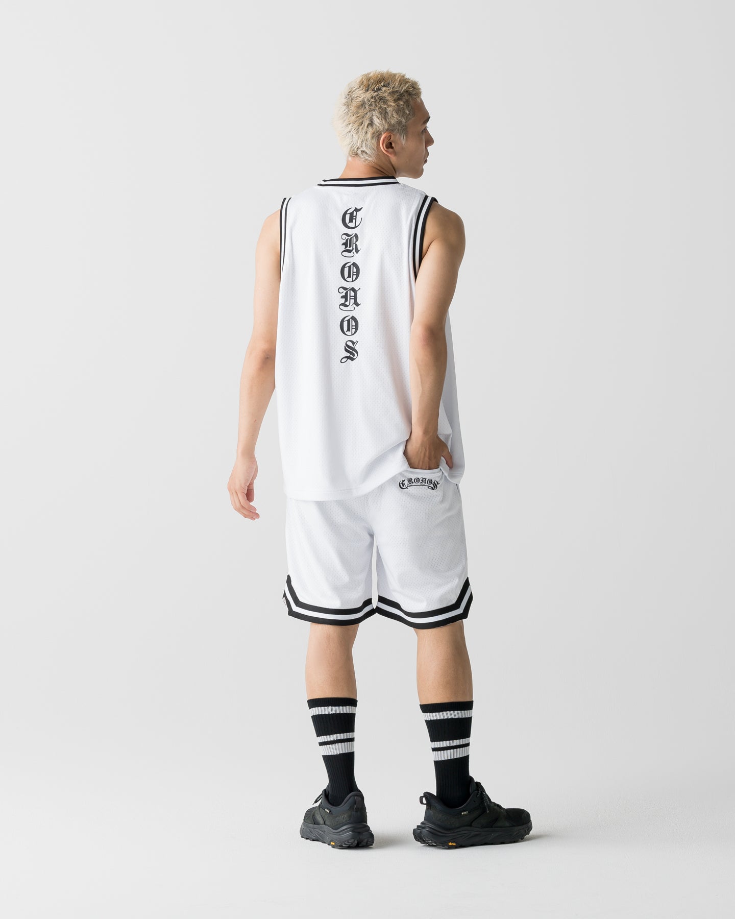 CRONOS BLACKLETTER BASKET MESH SLEEVELESS【WHITE】