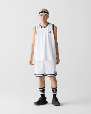 CRONOS BLACKLETTER BASKET MESH SLEEVELESS【WHITE】
