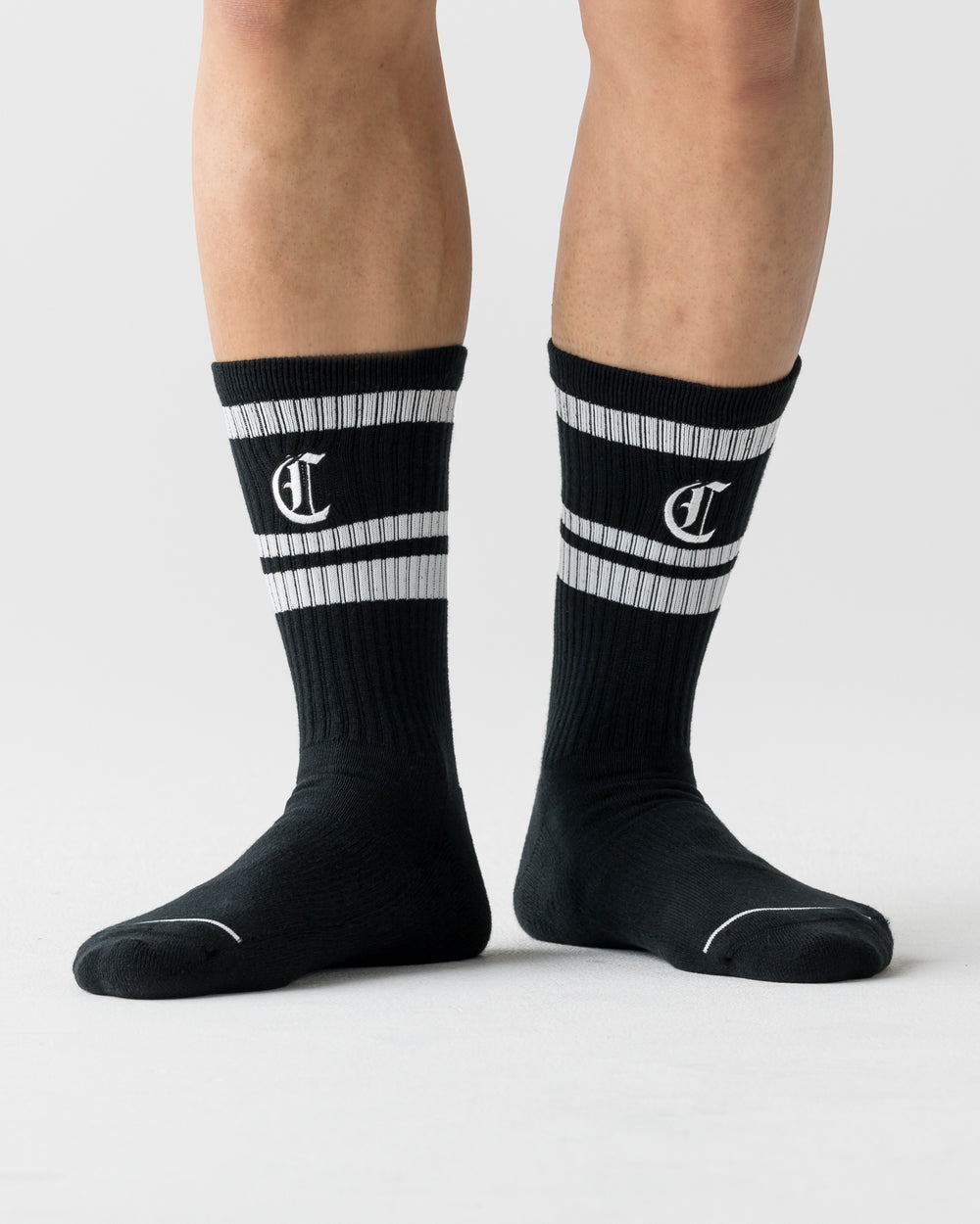 CRONOS LOGO LINE SOCKS【BLACK×WHITE】