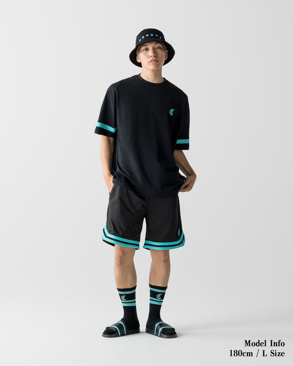 CRONOS BLACKLETTER CIRCLE S/S TEE【BLACK×T.BLUE】