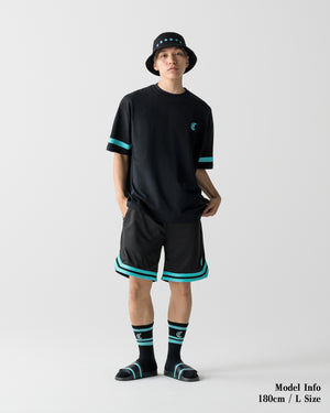CRONOS BLACKLETTER BASKET MESH SHORTS【BLACK×T.BLUE】