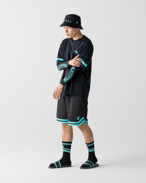 CRONOS BLACKLETTER CIRCLE S/S TEE【BLACK×T.BLUE】