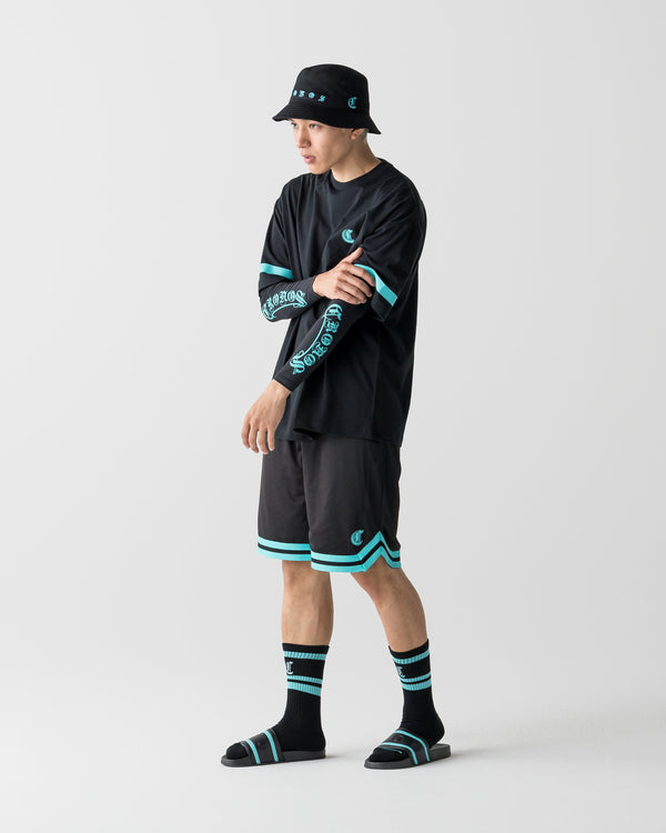 CRONOS BLACKLETTER CIRCLE S/S TEE【BLACK×T.BLUE】