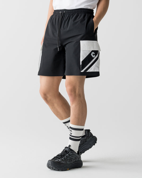 CRONOS SWITCH LINE CARGO SHORTS【BLACK×WHITE】