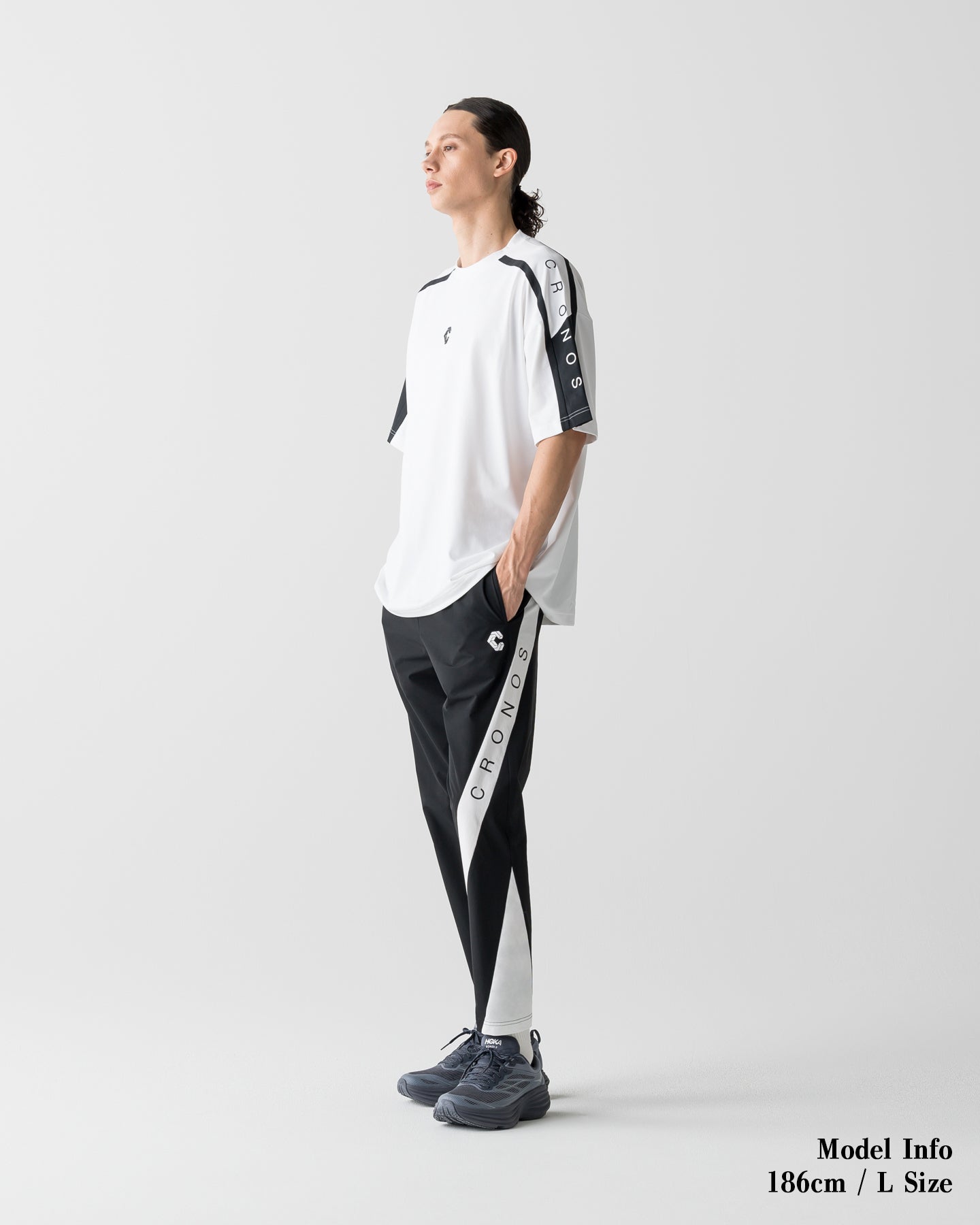 CRONOS　パンツ　Lサイズ CRONOS COOL SIDE LINE JOGGER PANTS【BLACK×WHITE】