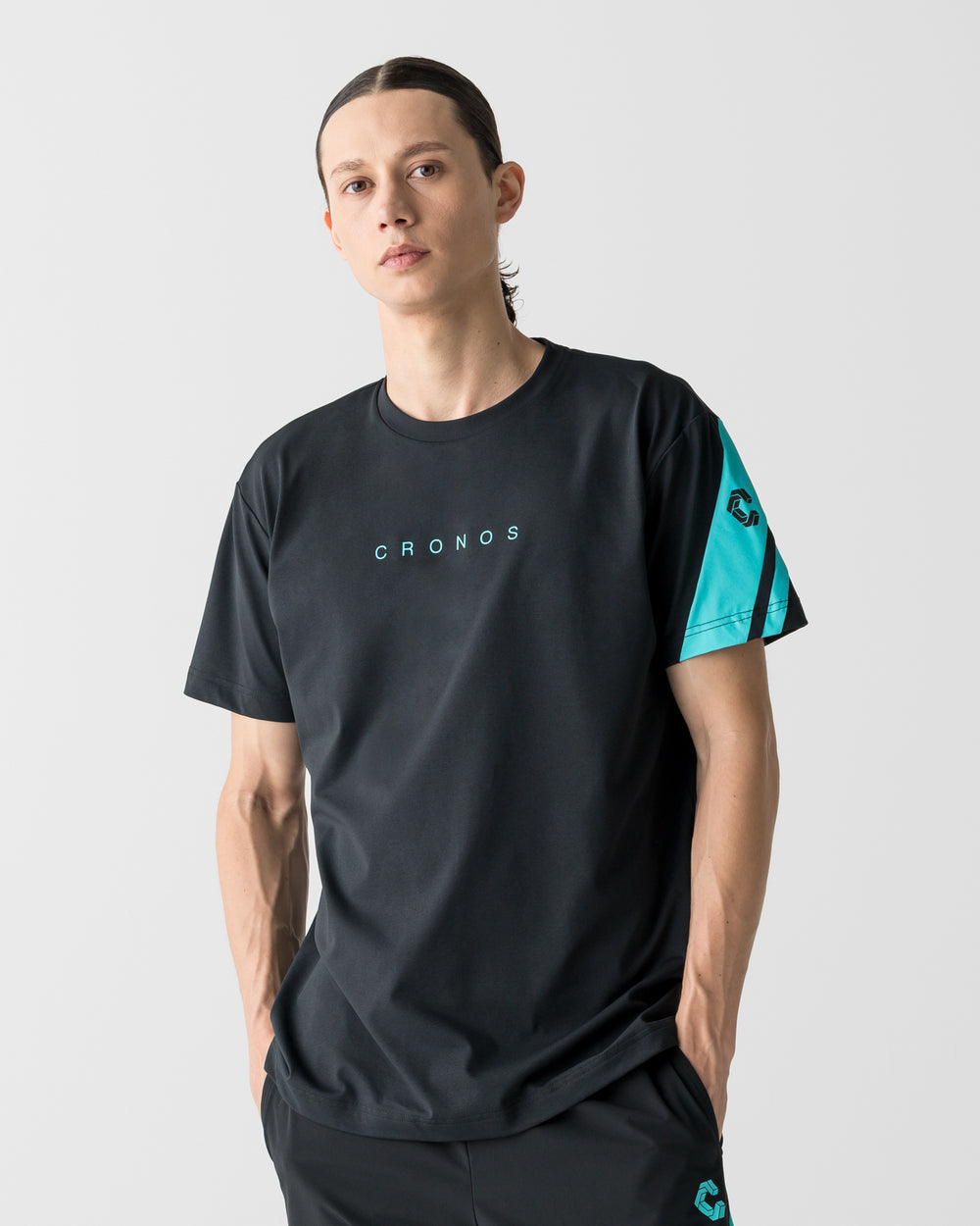 CRONOS SWITCH LINE REGULAR FIT S/S TEE【BLACK×T.BLUE】