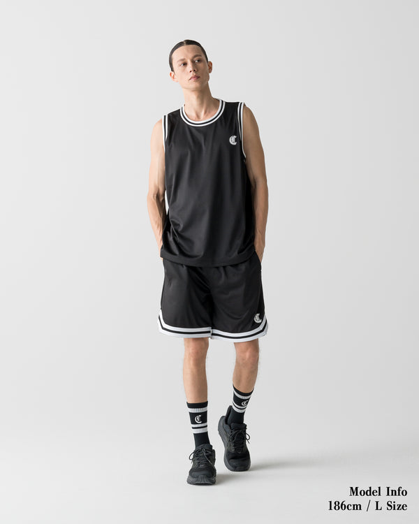 CRONOS BLACKLETTER BASKET MESH SLEEVELESS【BLACK】