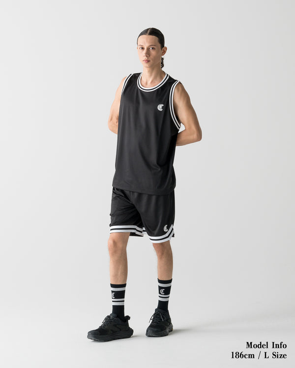 CRONOS BLACKLETTER BASKET MESH SLEEVELESS【BLACK】