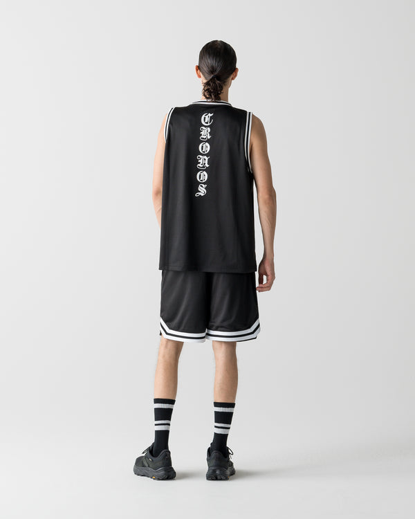 CRONOS BLACKLETTER BASKET MESH SLEEVELESS【BLACK】